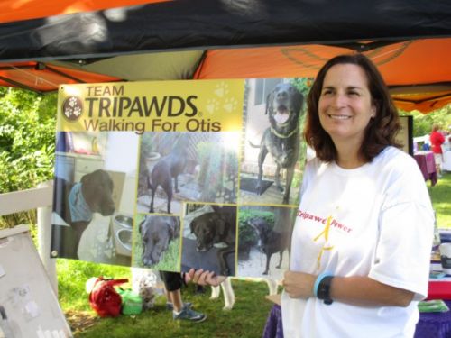 Christine, with Angel Otis' banner for the walk. Photo: Michelle Doner.